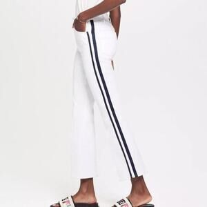 MOTHER The Hustler Ankle Glass Slipper Racer White Denim Cropped Flare Jeans
